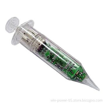 Injector USB thumb drives, made of plastic, funny gifts to present, full capacity, 3-year warrantyNew